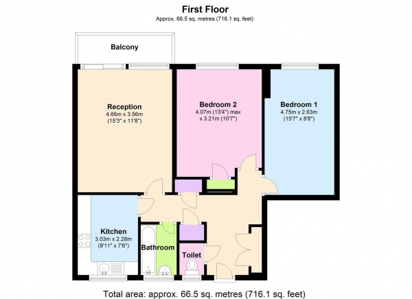 Floor Plan Image for 2 Bedroom Apartment to Rent in Brand New 2 Double - With Balcony NW6 4RN