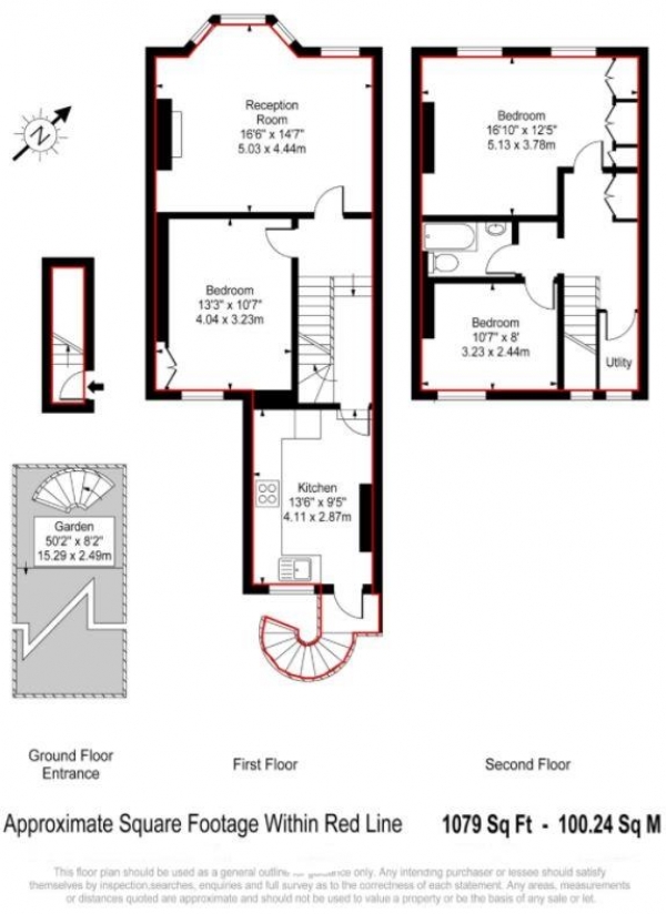 Floor Plan Image for 3 Bedroom Apartment to Rent in Burghley Road, Tufnell Park, London