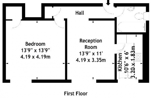 Floor Plan Image for 1 Bedroom Apartment to Rent in 89 Fairfax Road, London