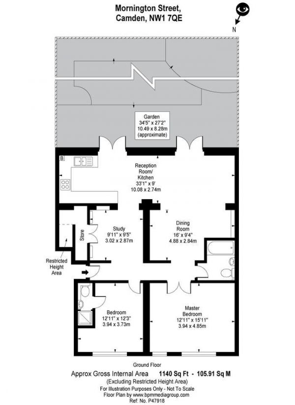 Floor Plan Image for 2 Bedroom Apartment to Rent in Mornington Street, London