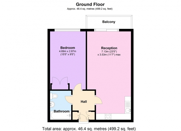 Floor Plan Image for 1 Bedroom Apartment to Rent in Cavendish Road, Kilburn NW6