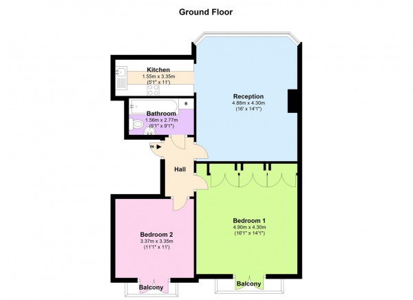 Floor Plan Image for 2 Bedroom Apartment to Rent in Clifton Hill, St John's Wood, London