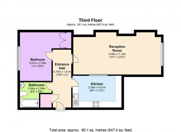 Floor Plan Image for 1 Bedroom Apartment to Rent in Jamestown Road, Camden, London