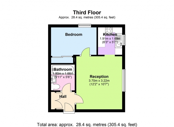 Floor Plan Image for 1 Bedroom Apartment to Rent in Surrey Quays - Wonderful 1 bed