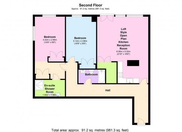 Floor Plan Image for 2 Bedroom Apartment to Rent in Manhatten Loft Style Living Comes to Mill Hill