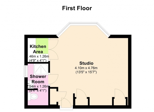 Floor Plan Image for Studio to Rent in Prince Albert Road, London