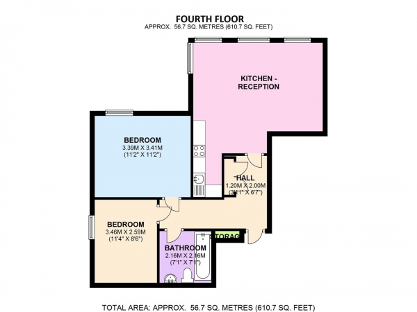 Floor Plan Image for 2 Bedroom Apartment to Rent in 2 DOUBLE BEDROOM FLAT WITH PARKING