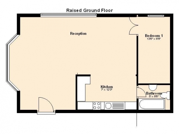 Floor Plan Image for 1 Bedroom Apartment to Rent in Randolph Road, Little Venice, London