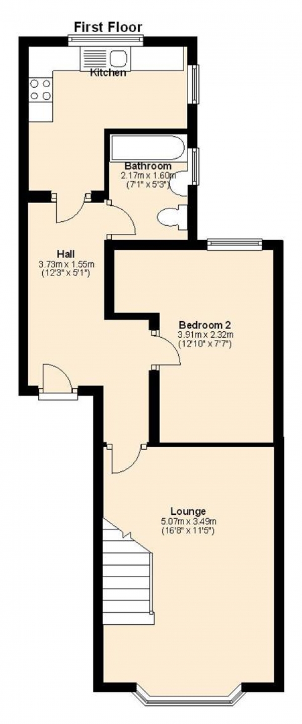 Floor Plan Image for 3 Bedroom Apartment to Rent in Maisonette with Huge Private Garden in Hendon