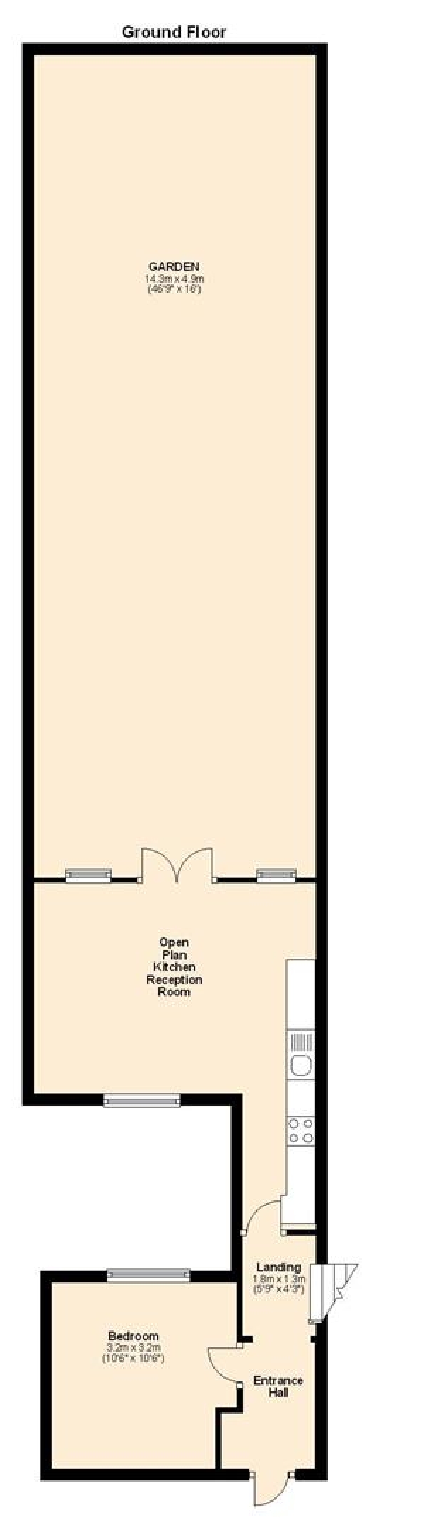 Floor Plan Image for 2 Bedroom Apartment to Rent in Kentish Town Road, Camden, London