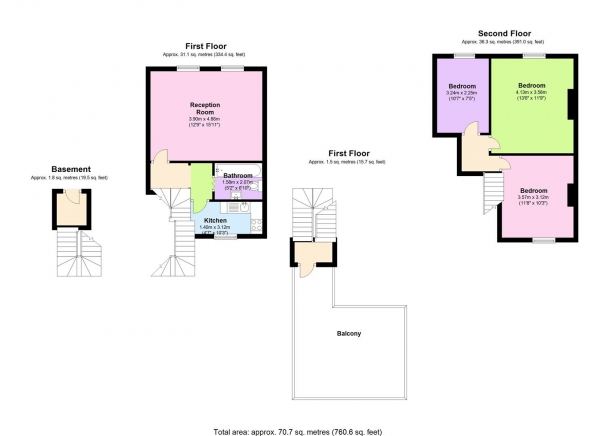 Floor Plan Image for 3 Bedroom Apartment to Rent in Kentish Town Road, Camden, London