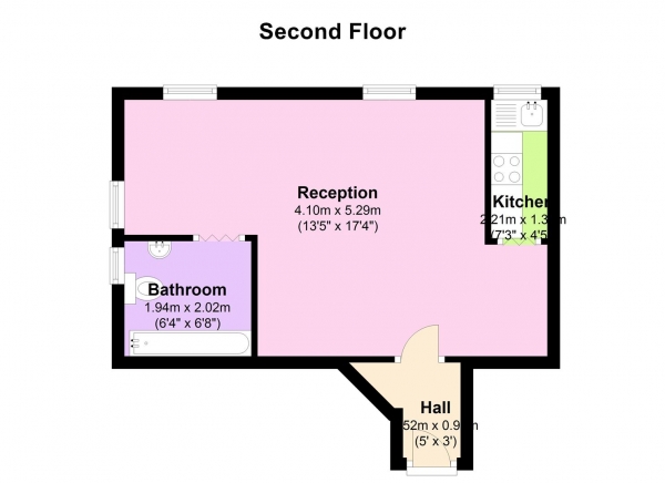 Floor Plan for Studio to Rent in Abbey Road, St John's Wood, London, NW8, 9AB - £240  pw | £1040 pcm