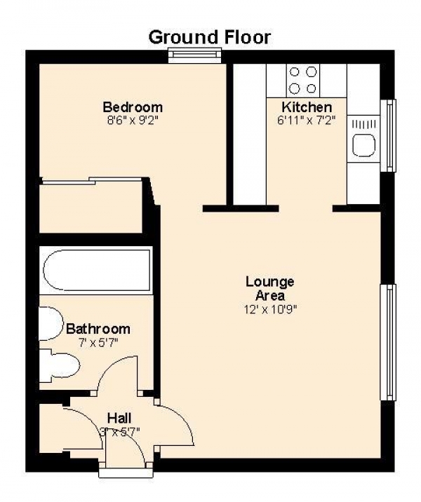 Floor Plan Image for Studio to Rent in Sybil Phoenix Close, London