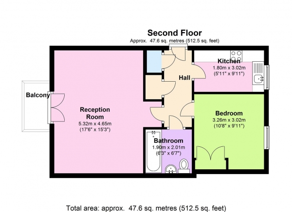 Floor Plan Image for 1 Bedroom Apartment to Rent in Lorne Close, London