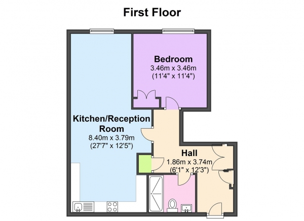 Floor Plan Image for 1 Bedroom Apartment to Rent in Flower Lane, London