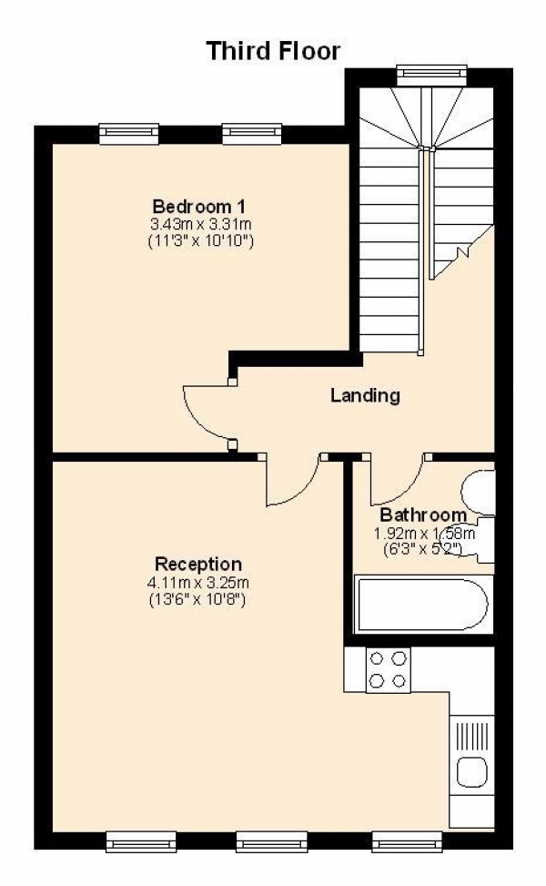 Floor Plan Image for 1 Bedroom Duplex to Rent in Rosslyn Hill, London