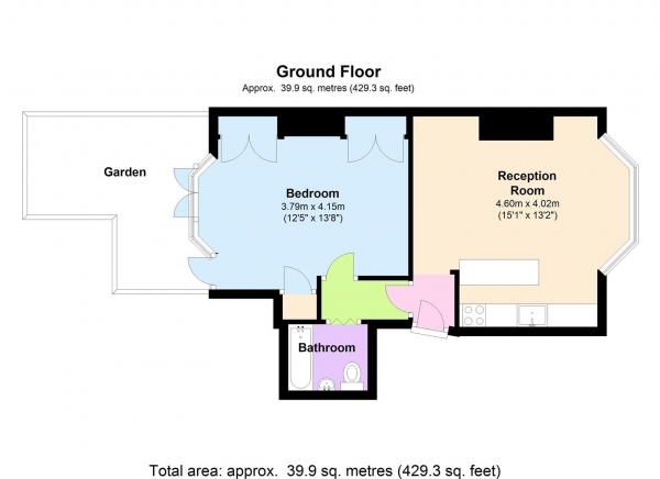 Floor Plan Image for 1 Bedroom Apartment to Rent in Stunning Flat with Private Patio Garden