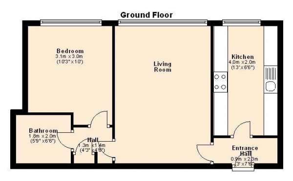 Floor Plan Image for 1 Bedroom Apartment to Rent in St. Johns Wood Road, London