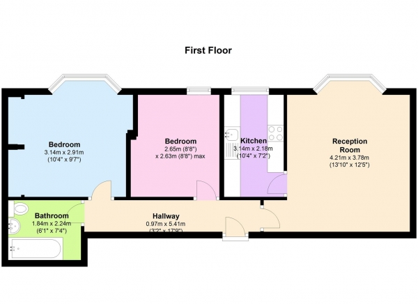 Floor Plan Image for 2 Bedroom Apartment to Rent in Exceptional & Bright 2 Double Bedroom Apartment!