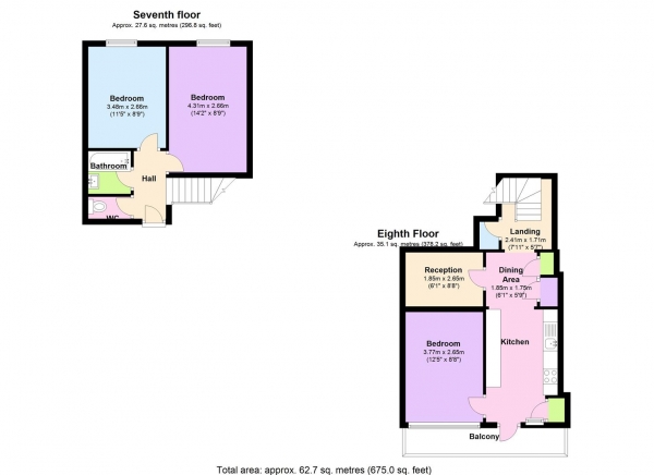 Floor Plan Image for 3 Bedroom Apartment to Rent in 3 Bedroom Duplex with Balcony