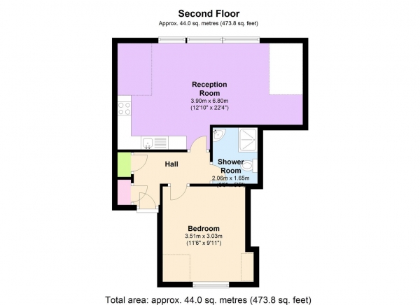 Floor Plan Image for 1 Bedroom Apartment to Rent in Bright Top floor - Ideal location