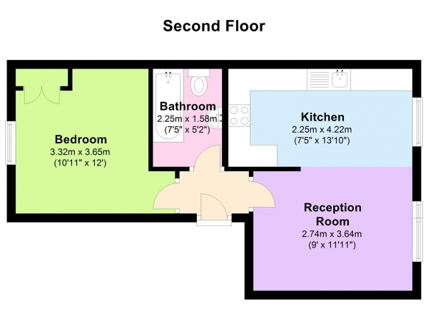 Floor Plan Image for 1 Bedroom Apartment to Rent in Boundary Road, St John's Wood, NW8