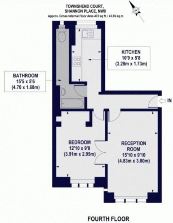 Floor Plan Image for 1 Bedroom Apartment to Rent in Shannon Place, St Johns Wood, NW8