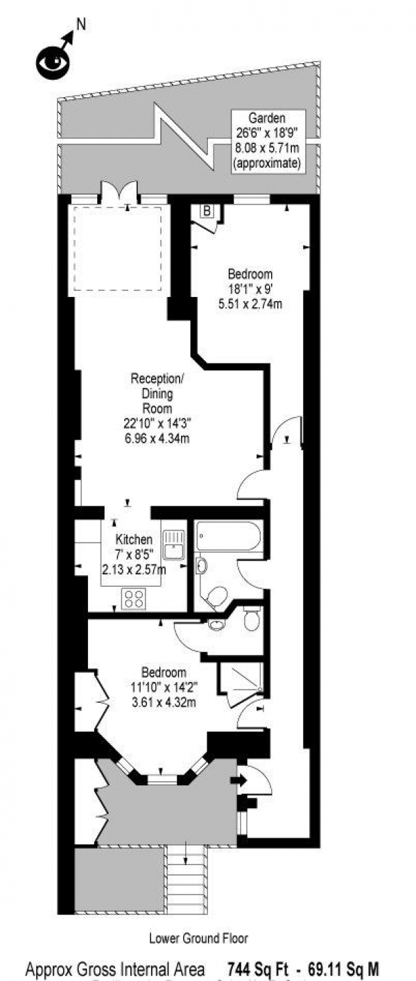 Floor Plan Image for 2 Bedroom Apartment to Rent in Belgrave Gardens, St Johns Wood, NW8