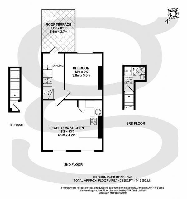 Floor Plan Image for 1 Bedroom Apartment to Rent in Kilburn Park Road, Kilburn Park, NW6