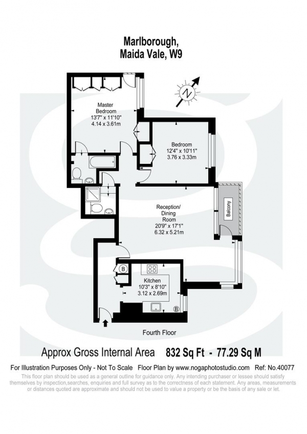 Floor Plan for 2 Bedroom Apartment to Rent in Marlborough, Maida Vale W9, W9, 1RW - £669 pw | £2900 pcm