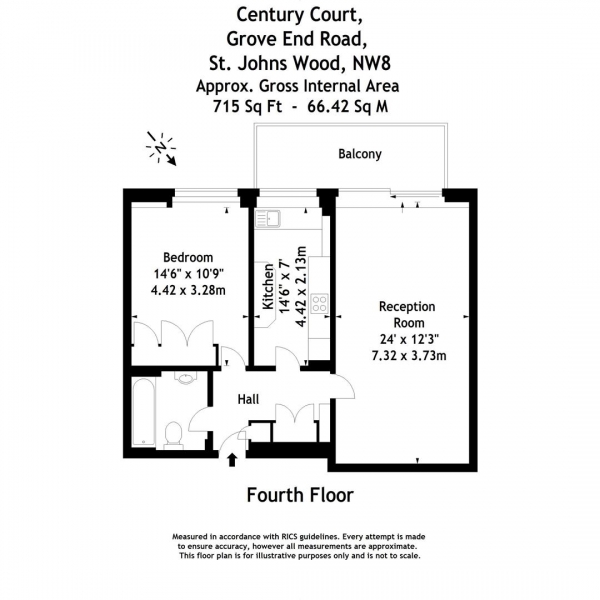 Floor Plan Image for 1 Bedroom Apartment to Rent in Grove End Road, St Johns Wood, NW8