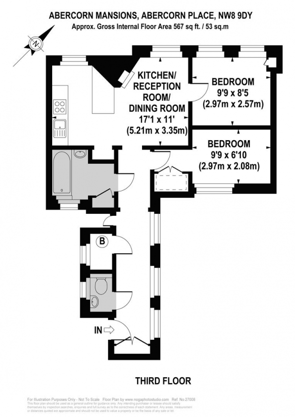 Floor Plan Image for 2 Bedroom Apartment for Sale in Abercorn Place, St Johns Wood, NW8