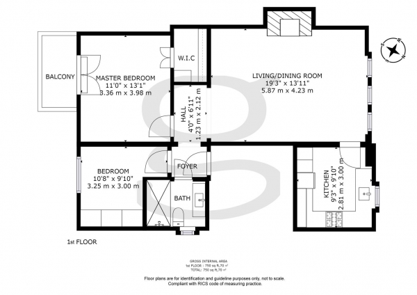 Floor Plan Image for 2 Bedroom Apartment for Sale in Greville Road, London, NW6