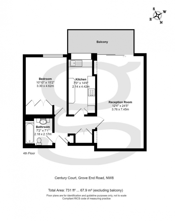 Floor Plan Image for 1 Bedroom Apartment for Sale in Grove End Road, St Johns Wood, NW8