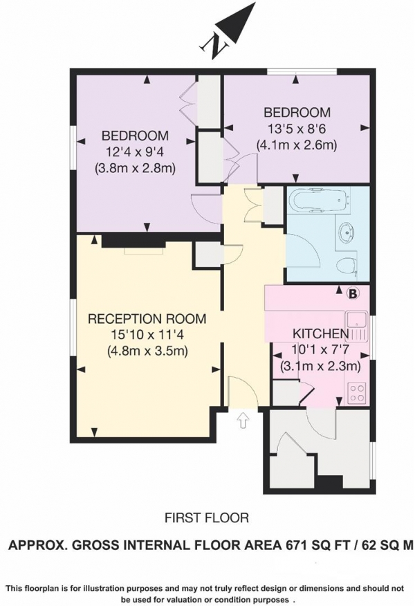 Floor Plan Image for 2 Bedroom Apartment to Rent in Abbey Road, St Johns Wood, NW8