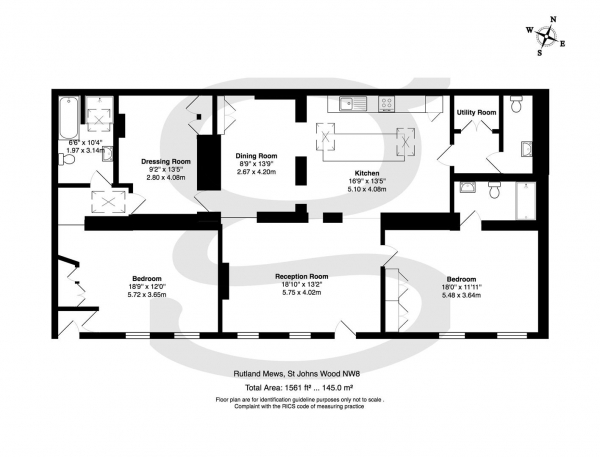 Floor Plan Image for 2 Bedroom Apartment to Rent in Rutland Mews, St John's Wood, NW8