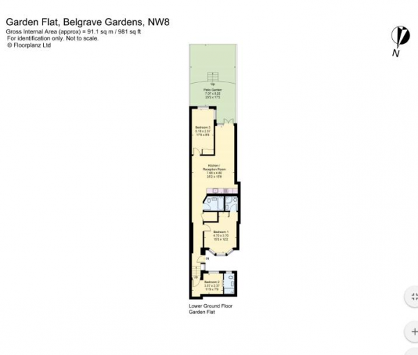 Floor Plan Image for 3 Bedroom Apartment to Rent in Belgrave Gardens, London