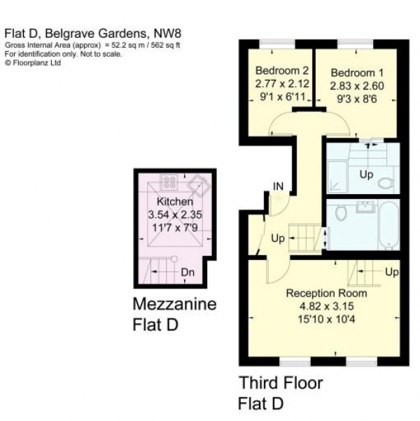 Floor Plan Image for 2 Bedroom Apartment to Rent in Belgrave Gardens, London