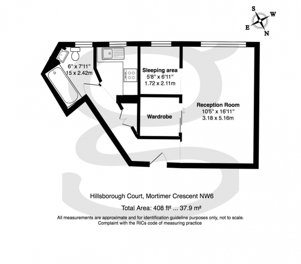 Floor Plan for Apartment for Sale in Hillsborough Court, Mortimer Crescent NW6, NW6, 5NR - Guide Price &pound300,000