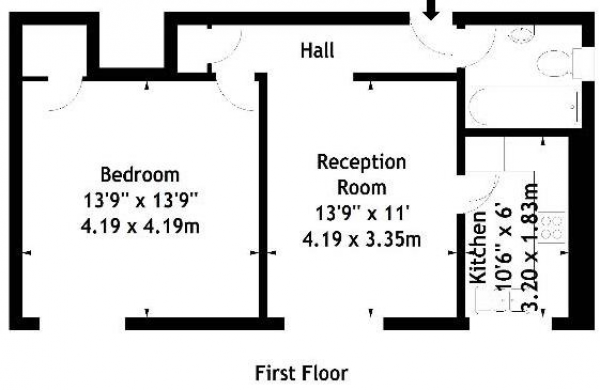 Floor Plan Image for 1 Bedroom Apartment to Rent in Fairfax Road, London, NW6