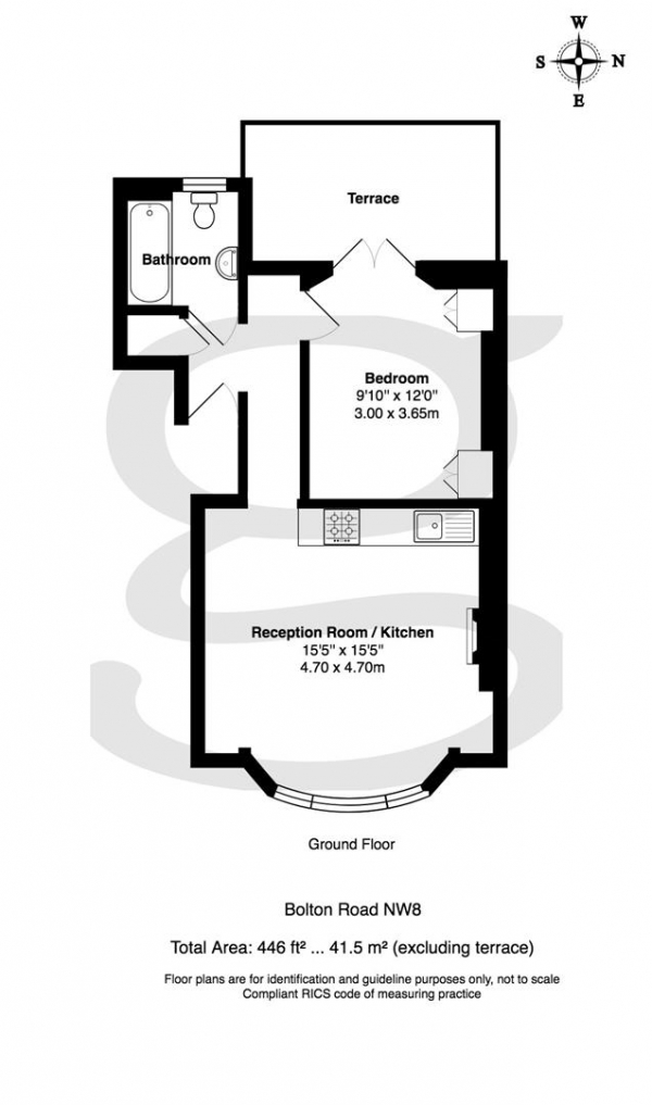 Floor Plan Image for 1 Bedroom Apartment to Rent in Bolton Road, St John's Wood, NW8