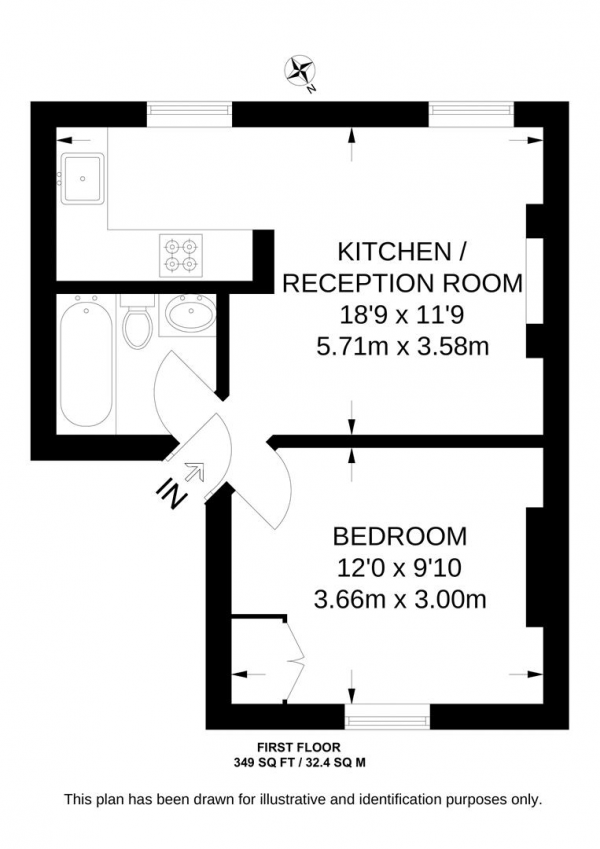 Floor Plan Image for 1 Bedroom Apartment to Rent in Formosa Street, Little Venice, W9