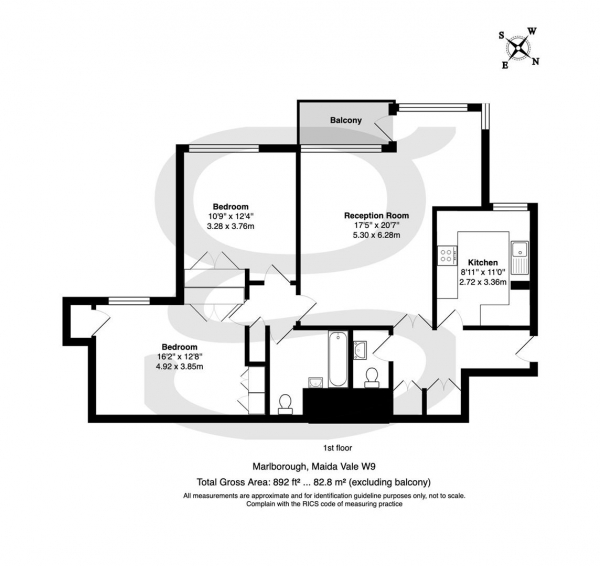 Floor Plan for 2 Bedroom Apartment for Sale in Marlborough, Maida Vale W9, W9, 1RW - Guide Price &pound500,000