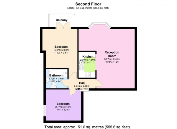 Floor Plan Image for 2 Bedroom Apartment to Rent in Cleve Road, West Hampstead, London