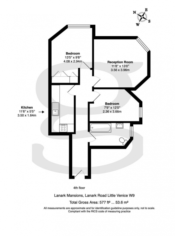 Floor Plan Image for 2 Bedroom Apartment to Rent in Lanark Mansions, Lanark Road, W9