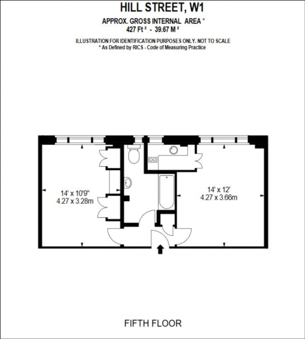 Floor Plan Image for 1 Bedroom Apartment to Rent in Hill Street, Mayfair, W1