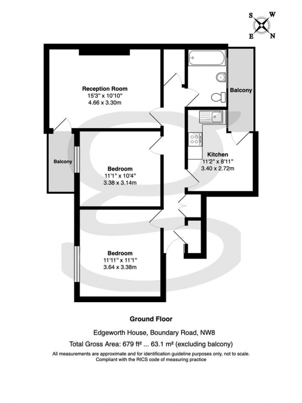 Floor Plan Image for 2 Bedroom Apartment for Sale in Boundary Road, St John's Wood, NW8