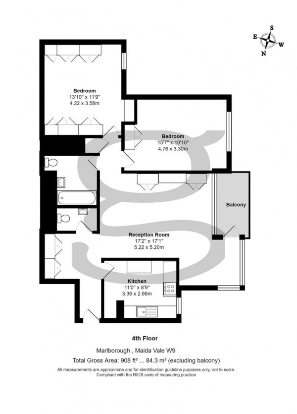 Floor Plan for 2 Bedroom Apartment for Sale in Maida Vale, London W9, W9, 1RW -  &pound600,000