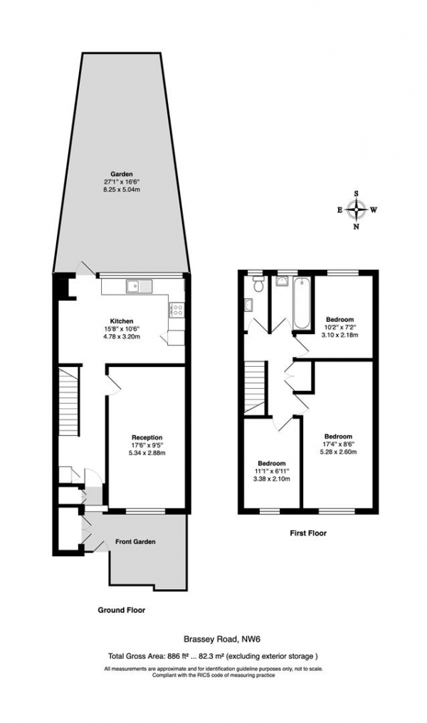 Floor Plan Image for 3 Bedroom Property to Rent in Brassey Road, London NW6