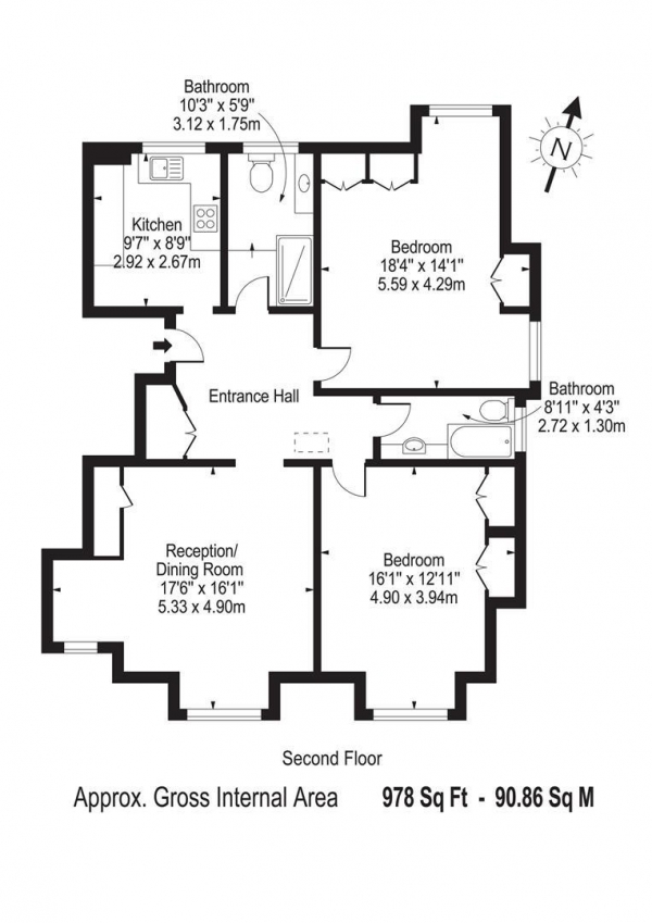 Floor Plan Image for 2 Bedroom Apartment to Rent in Elsworthy Road, Primrose Hill, NW3